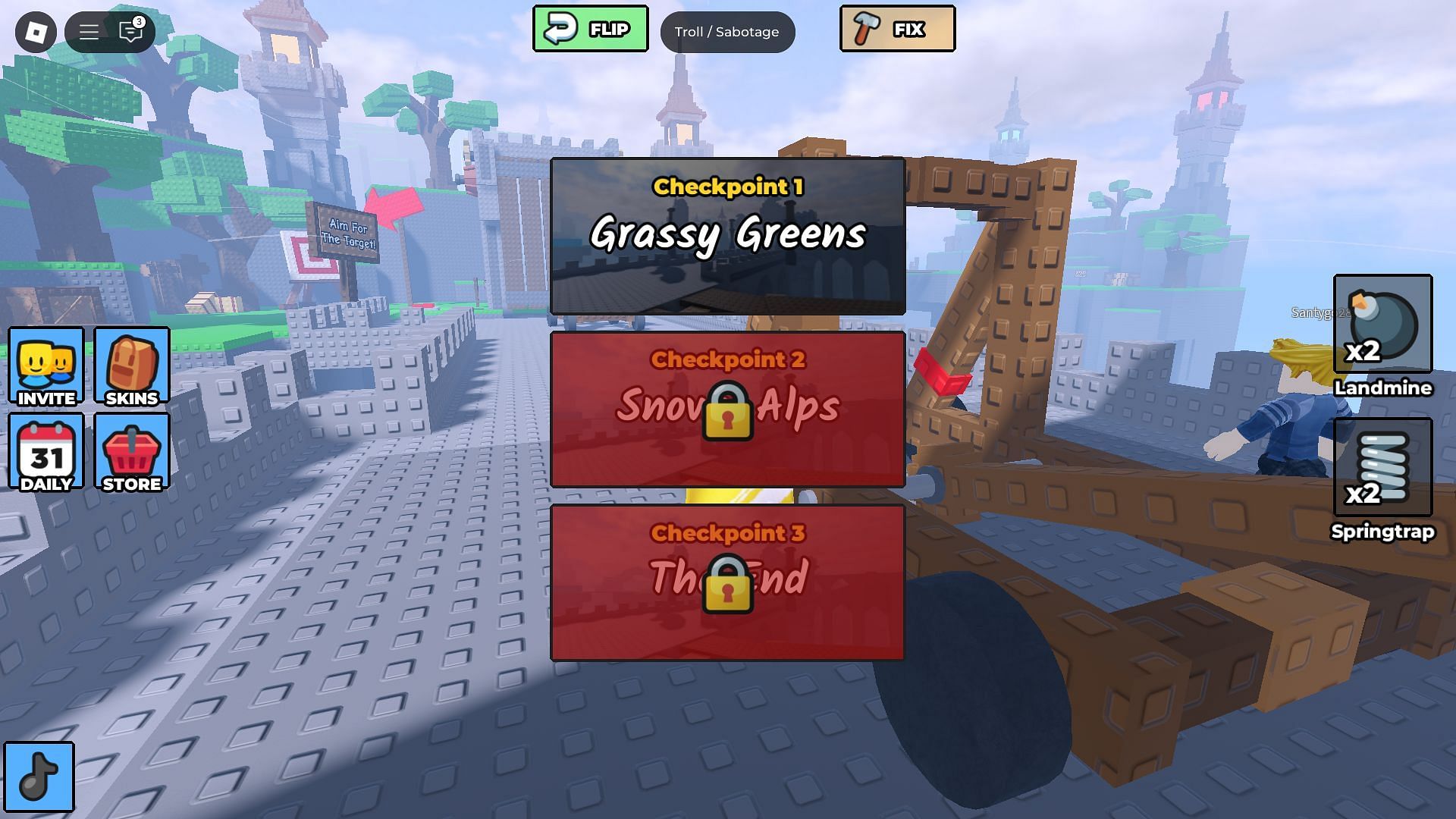 Checkpoint selection (Image via Roblox)