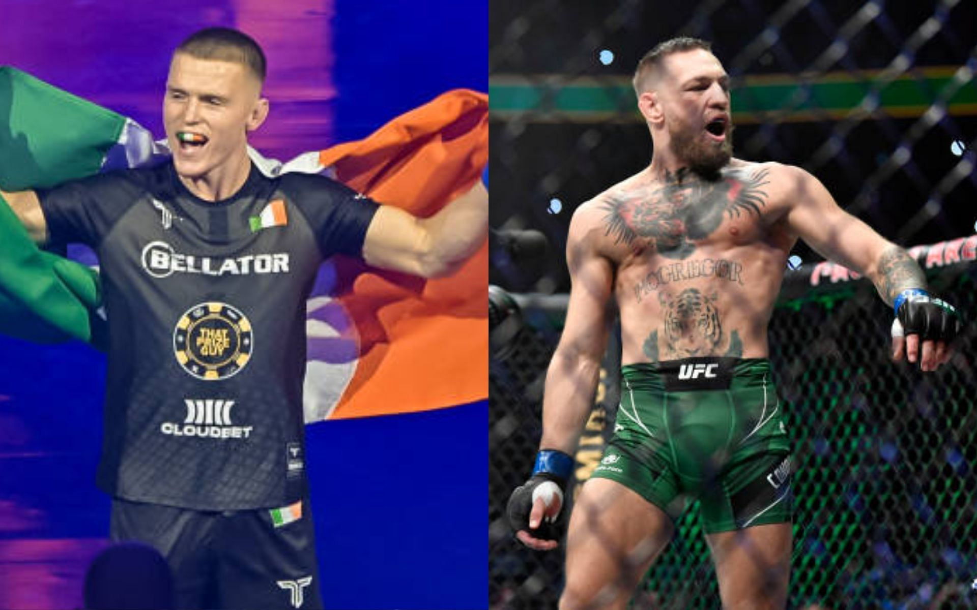 Paul Hughes (left) reacts to Conor McGregor