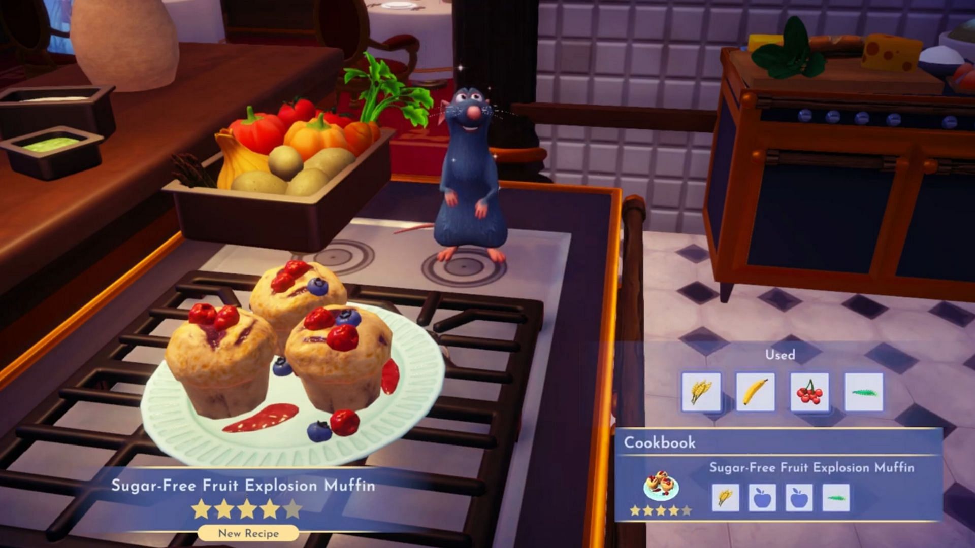 Sugar-Free Fruit Explosion Muffin requires four ingredients in total (Image via Gameloft)