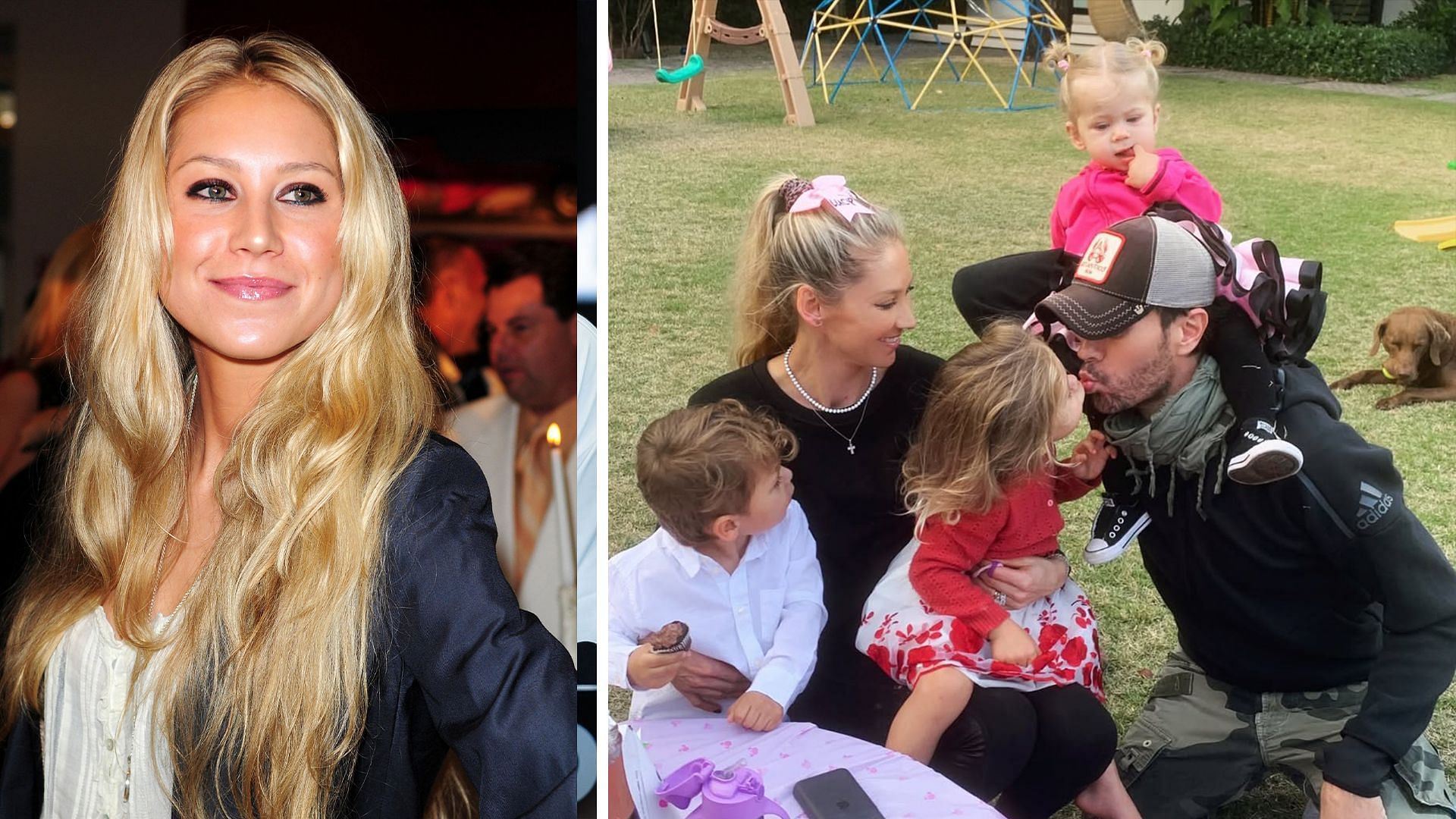 Anna Kournikova and Enrique Iglesias with daughters; (Source - Getty (L) and Instagram @annakournikova  )