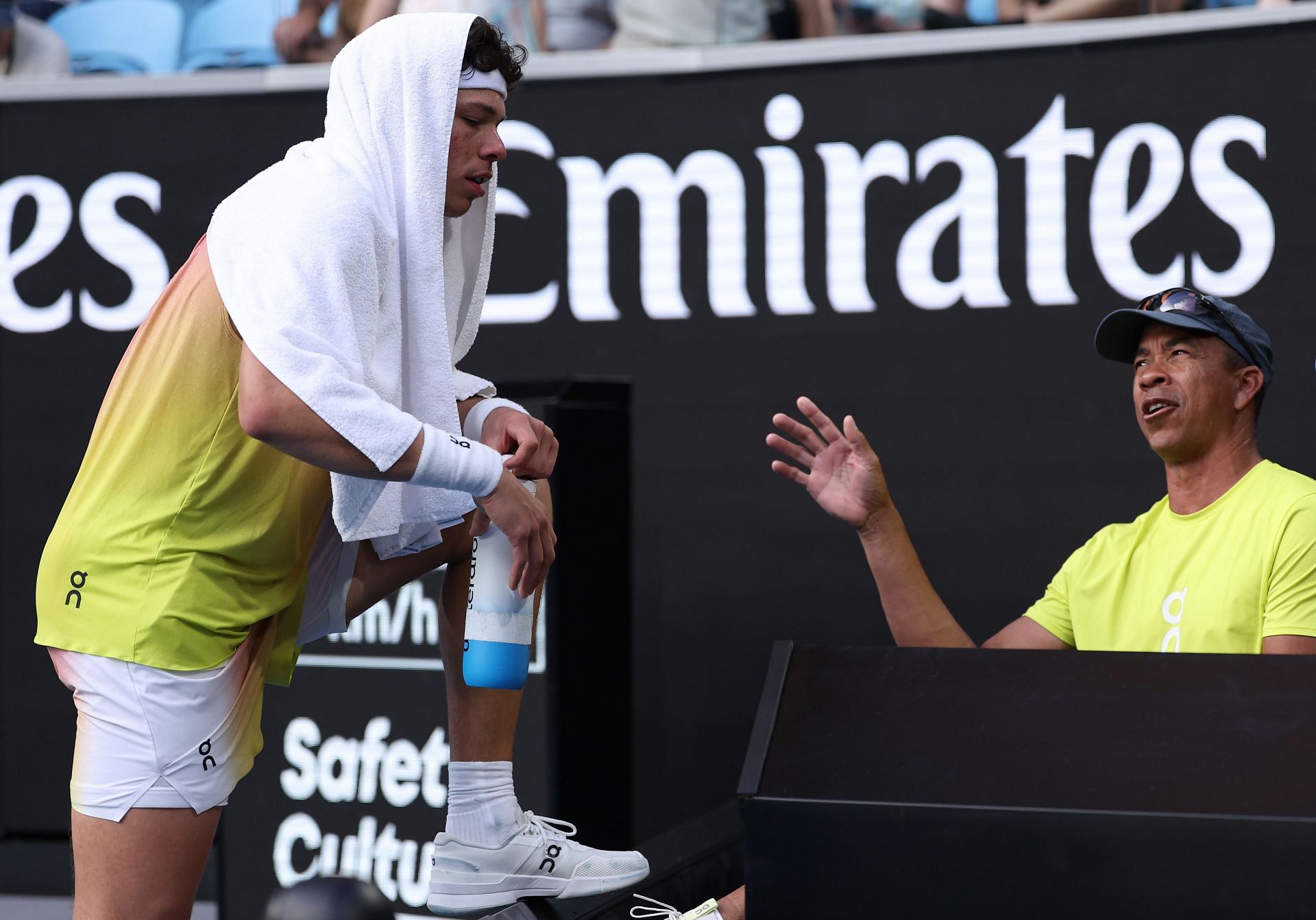 Ben Shelton with his father Bryan at the 2025 Australian Open - Source: Getty