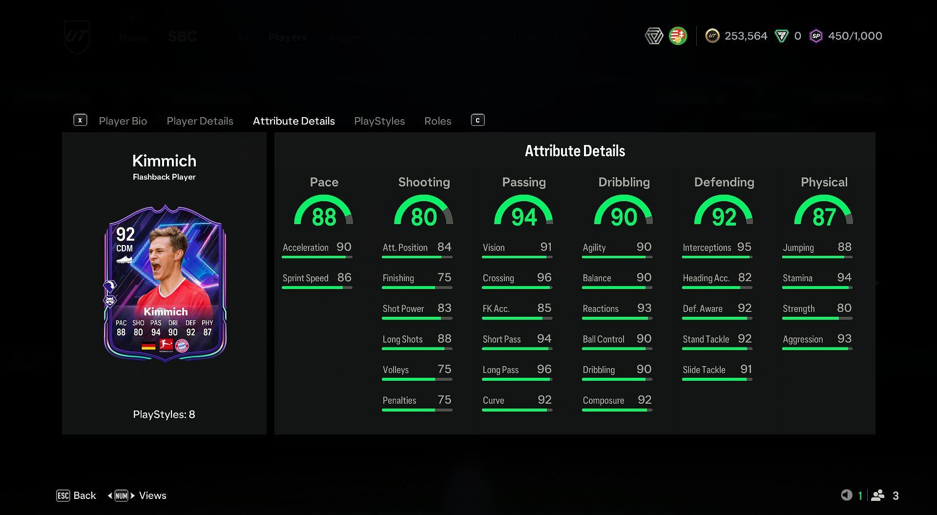 Joshua Kimmich&rsquo;s TOTY card stats (Image via EA Sports)