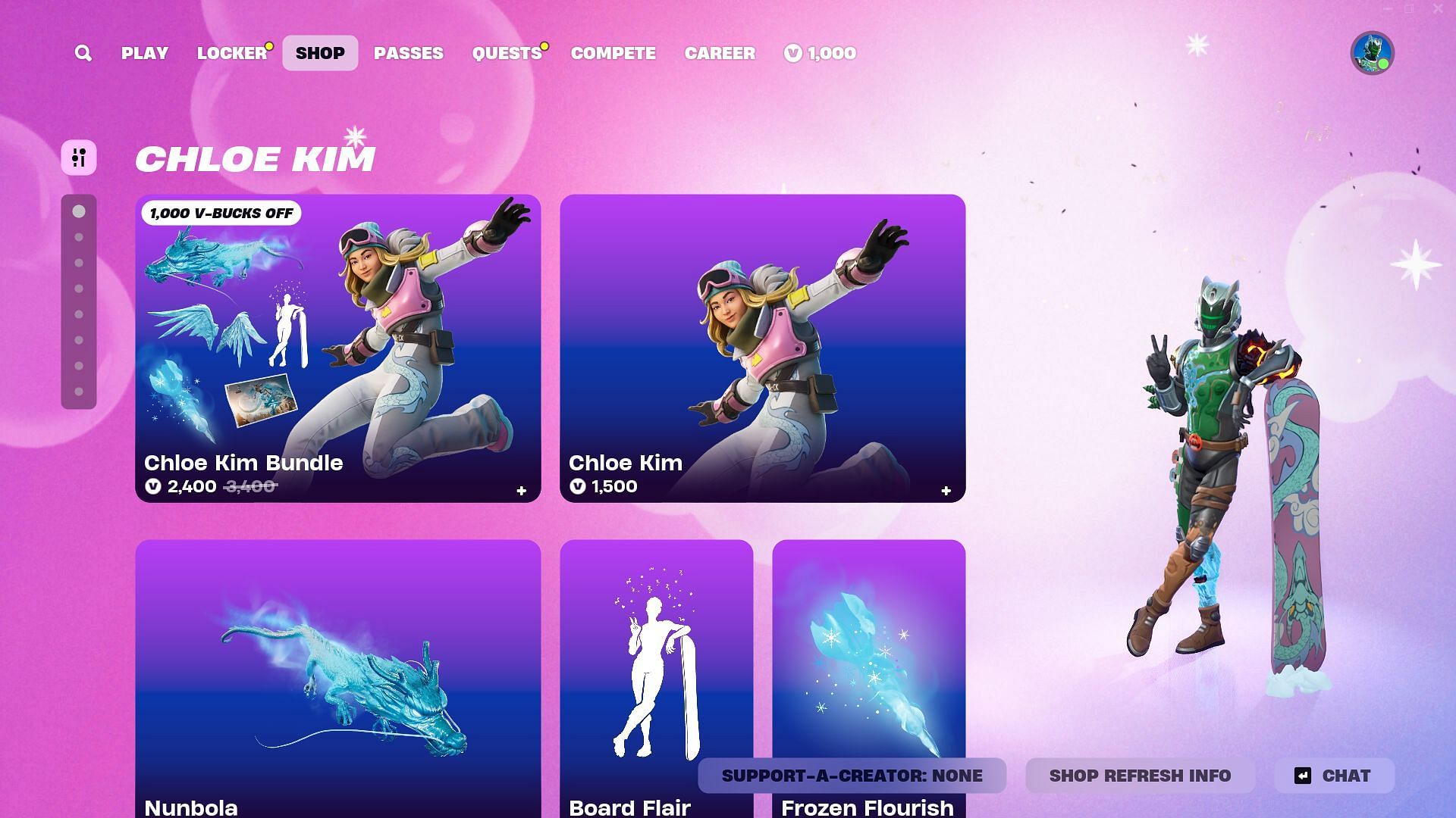 You can purchase the Chloe Kim skin in Fortnite separately (Image via Epic Games)