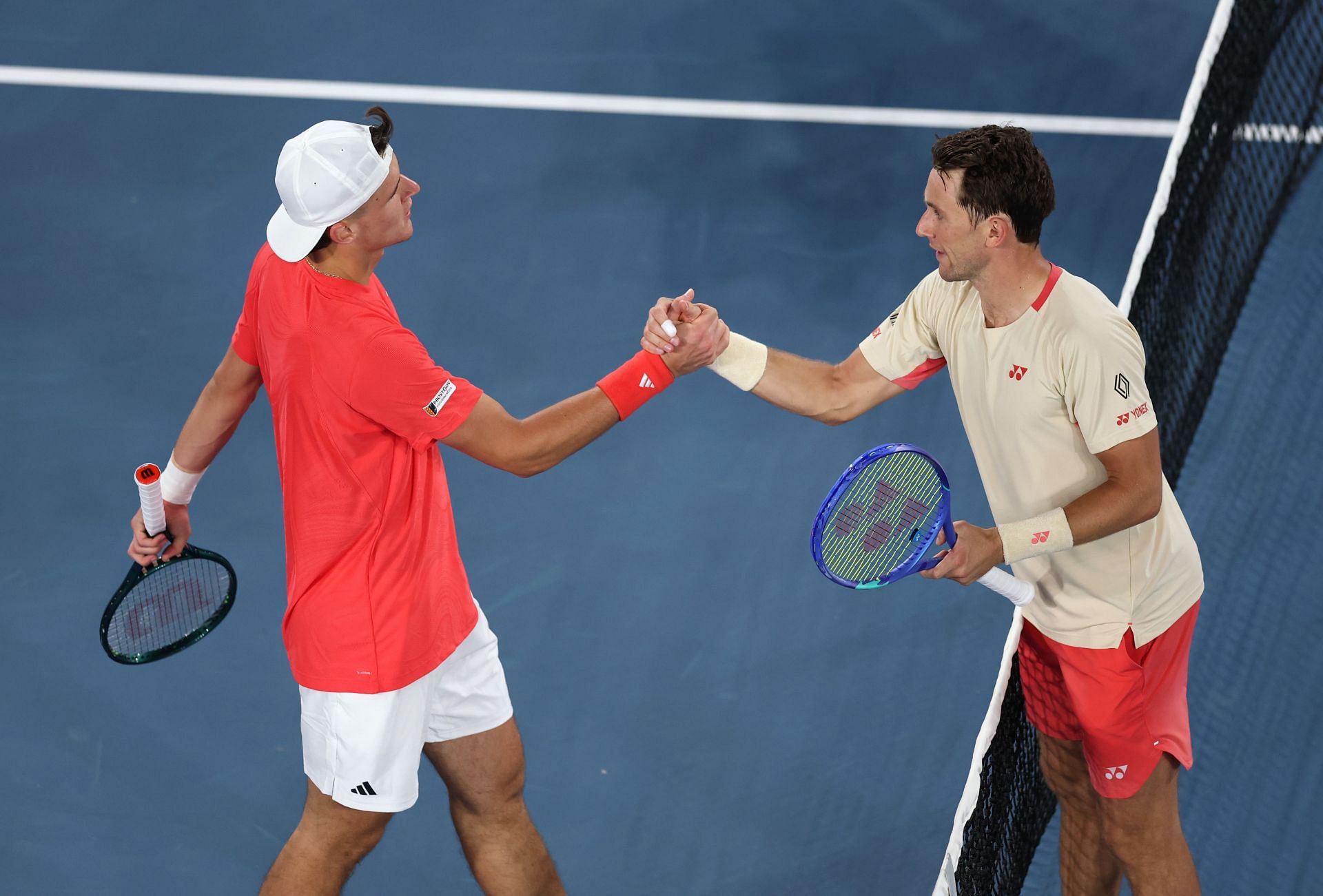 Jakub Mensik (L) and Casper Ruud at 2025 Australian Open -Image Source: Getty