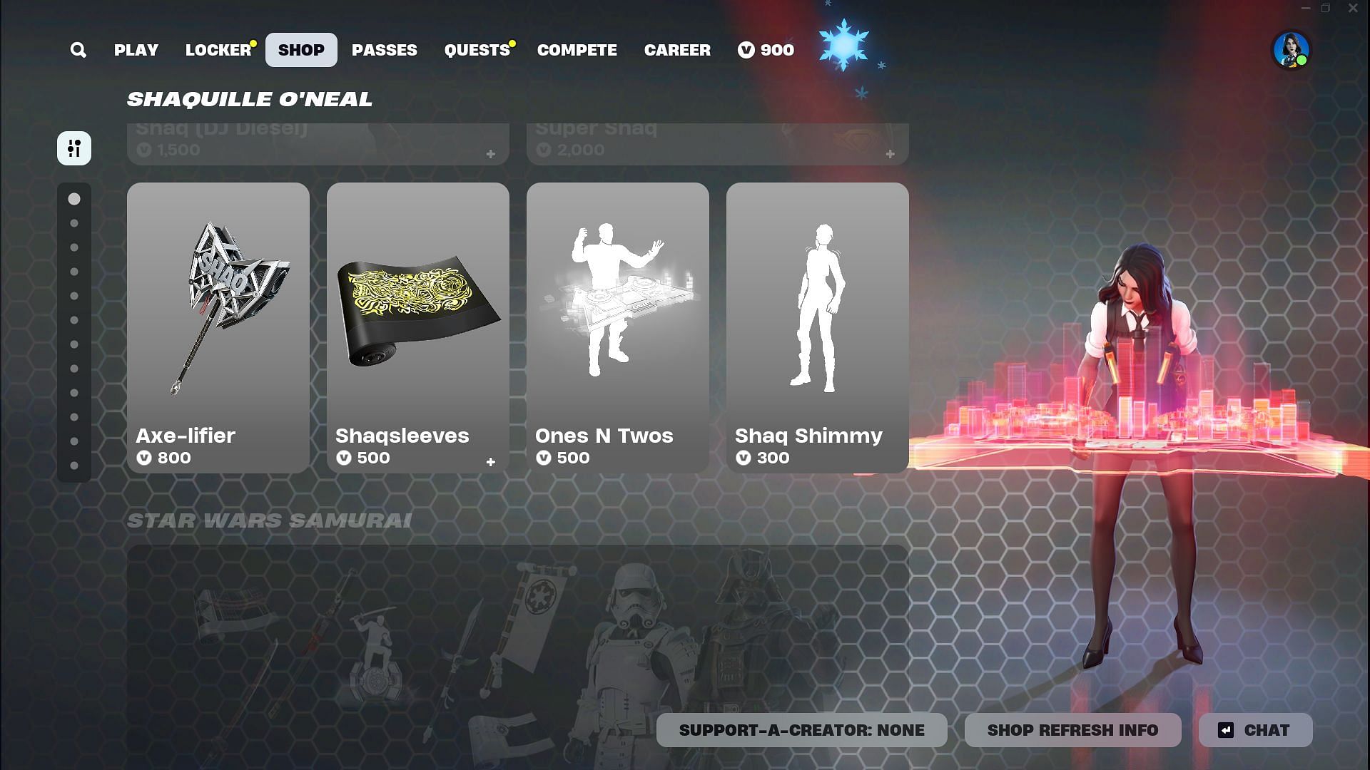 You can purchase additional cosmetic items aside from the Shaq skin in Fortnite (Image via Epic Games)