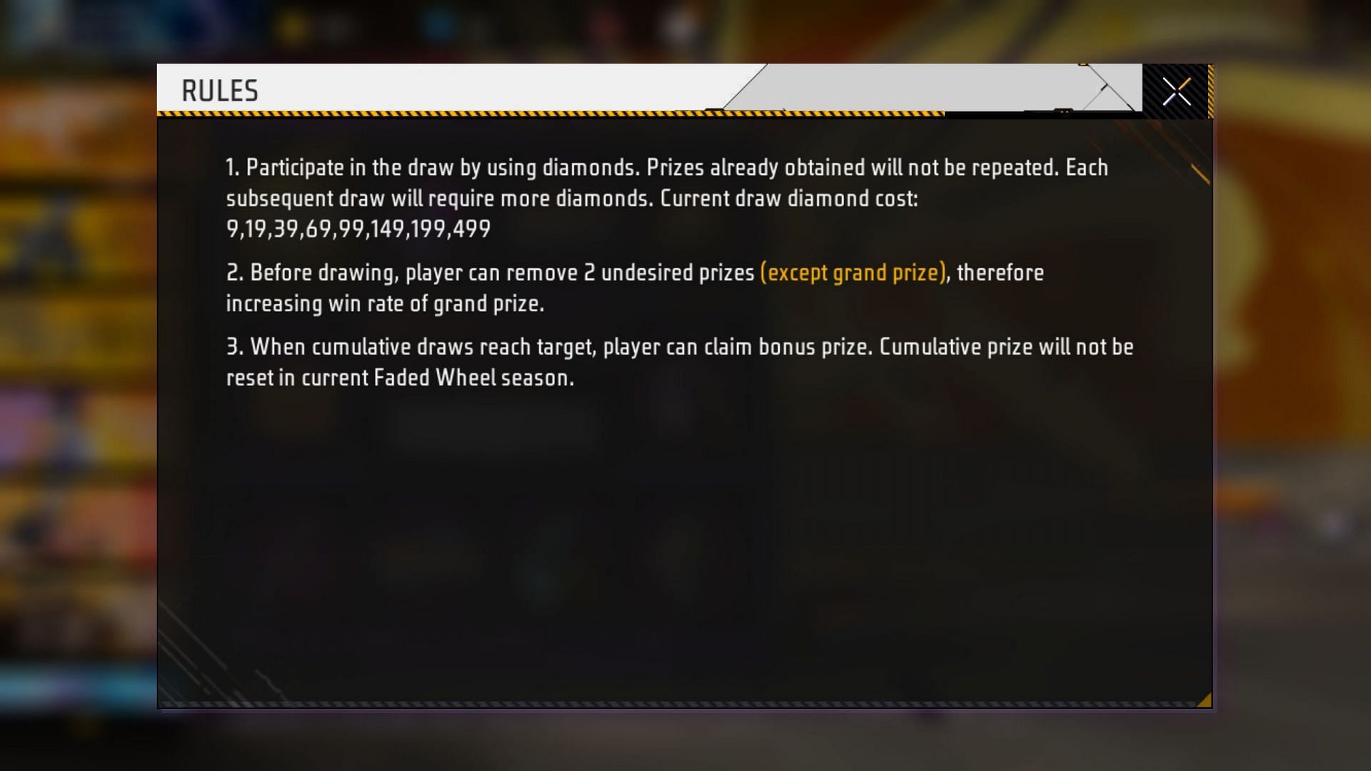 Here are the rules of the event (Image via Garena)