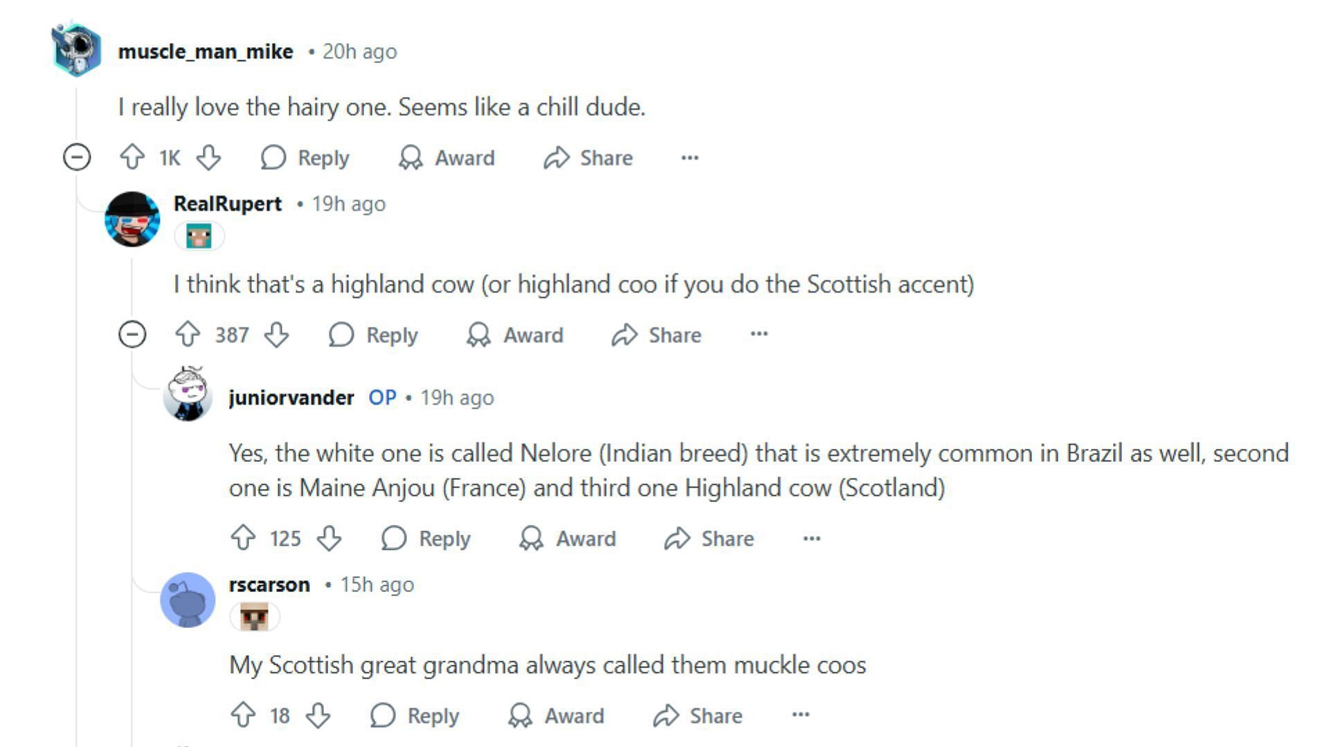 Redditors discuss the real-life inspiration of the cows (Image via Reddit/u/juniorvander)