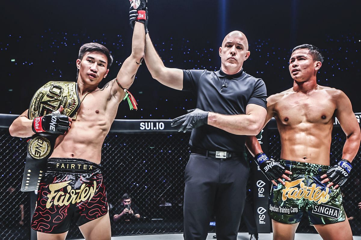 Tawanchai dedicates latest world title win to his fans. -- Photo by ONE Championship