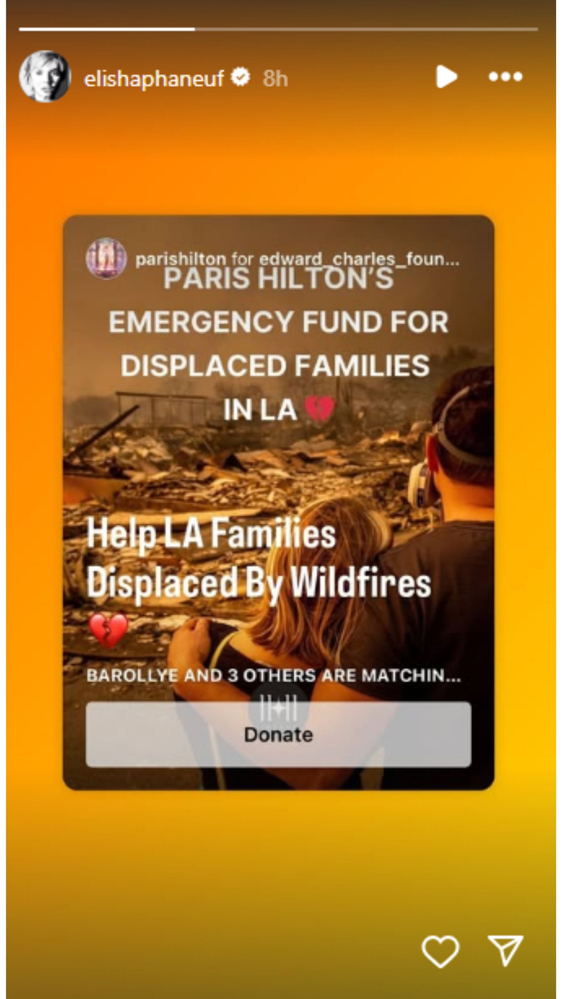 Former Leafs defenseman Dion Phaneuf&rsquo;s wife and Canadian actress Elisha Cuthbert donated to the relief fund for the LA Wildfires via Paris Hilton&#039;s Emergency Fund collection campaign. (Credits: IG /@elishaphaneuf)