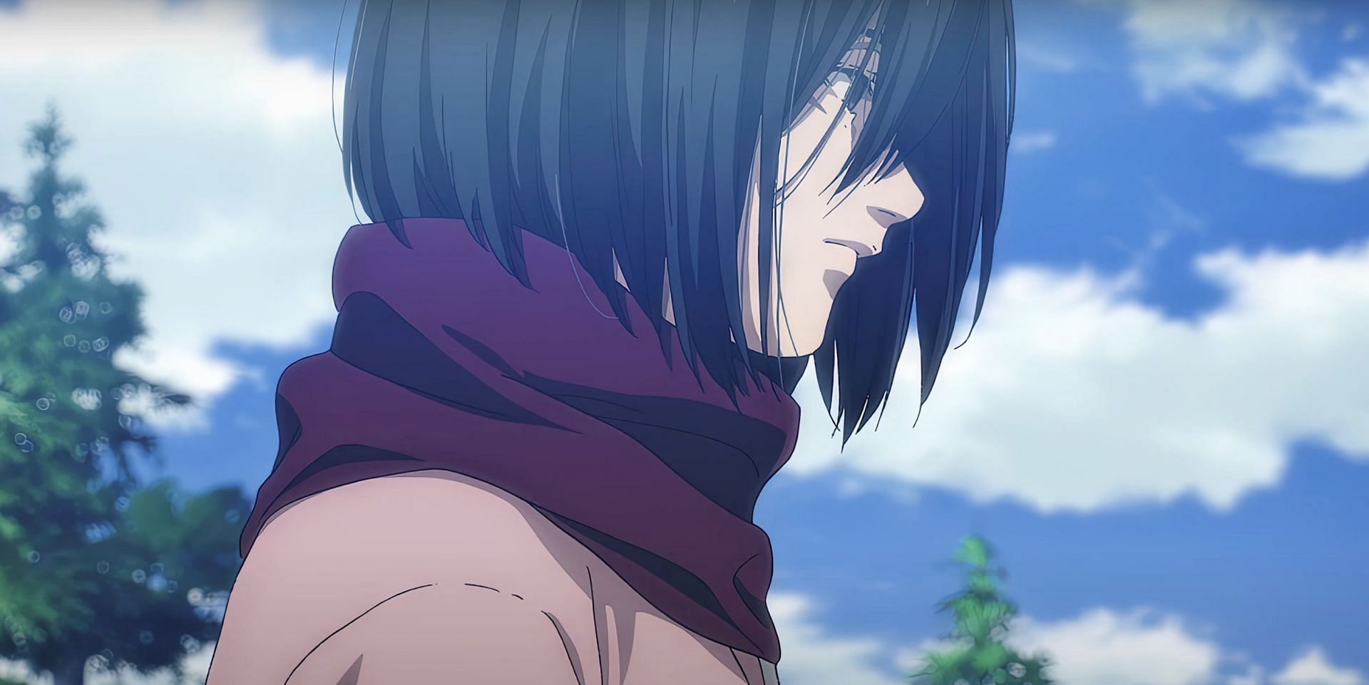 Mikasa as seen in anime (Image via MAPPA)