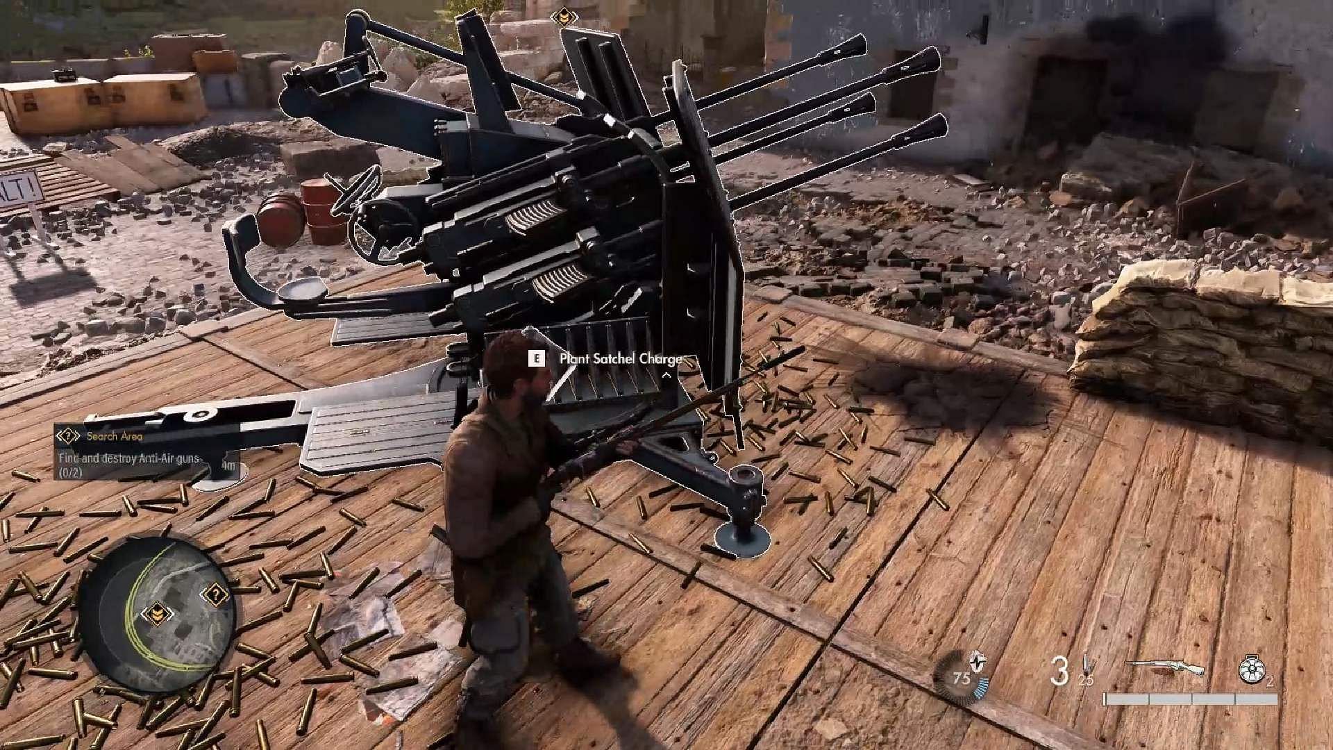 The first Anti-Air gun from the Assault on Fort Rouge mission in Sniper Elite Resistance (Image via Rebellion)