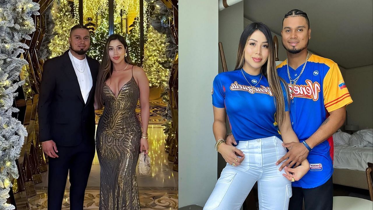 Padres star Luis Arraez &amp; wife Gladys turn up the glamour in powder blue co-set for latest cozy photoshoot (Source: Instagram/@gladysgaby)