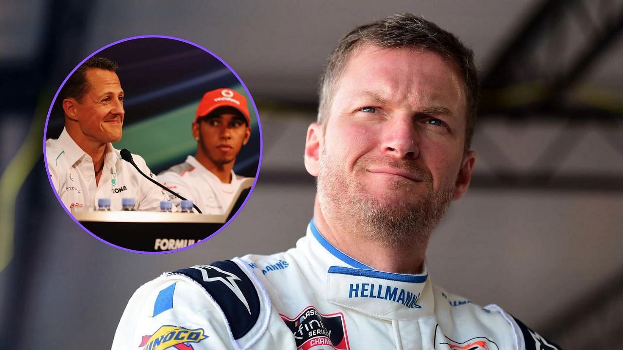 Dale Earnhardt Jr. and Lewis Hamilton &amp; Michael Schumacher (circle), Imagn