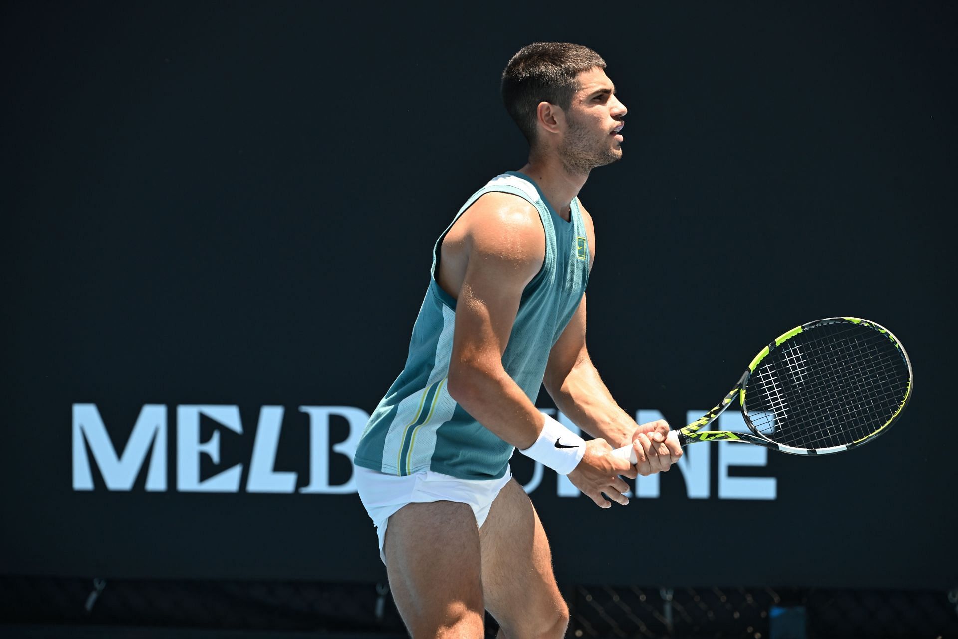 Carlos Alcaraz practicing at the 2025 Australian Open - Source: Getty