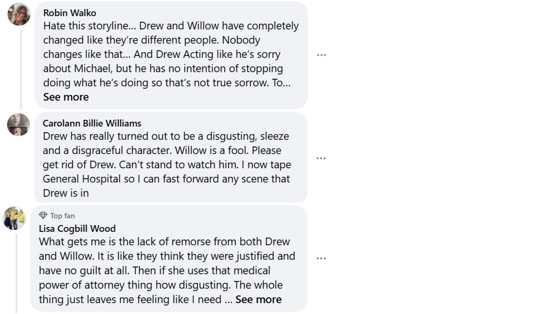 Fans unhappy with Drew and Willow&#039;s characterization (Image via Facebook/@General Hospital)