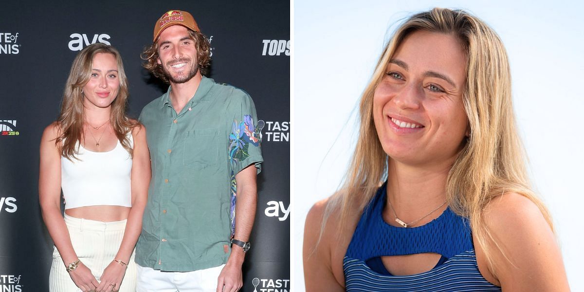 Paula Badosa (R) with her boyfriend Stefanos Tsitsipas (L) [Image Source: Getty Images]