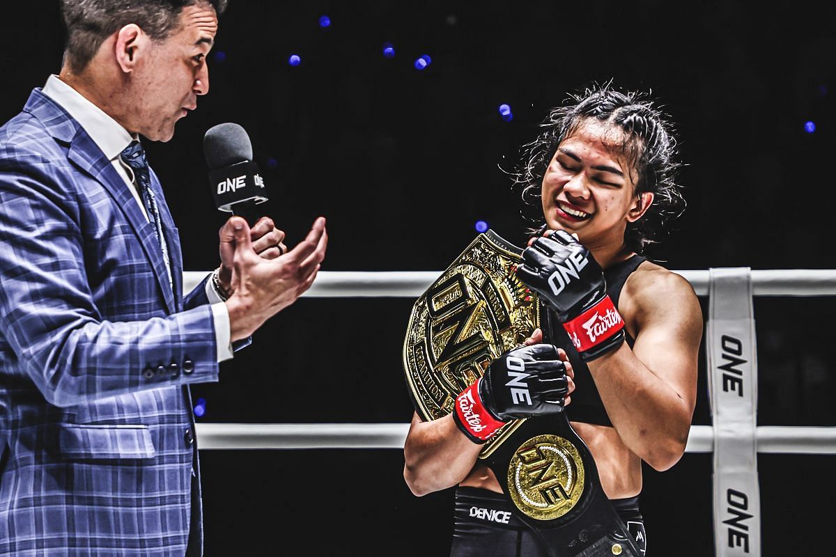 Denice Zamboanga talks to Mitch Chilson - Image by ONE Championship