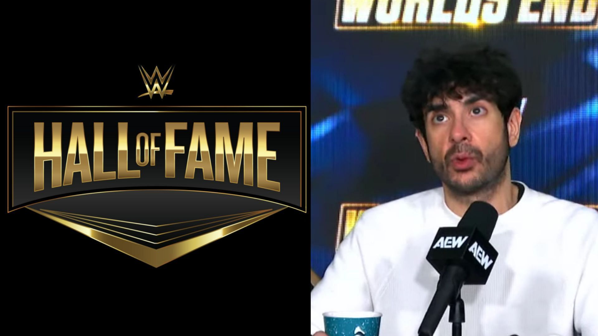 There are no plans for Tony Khan to sign a WWE Hall of Famer. (Image via WWE.com and AEW YT) 