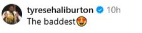 Haliburton's comment via Instagram.