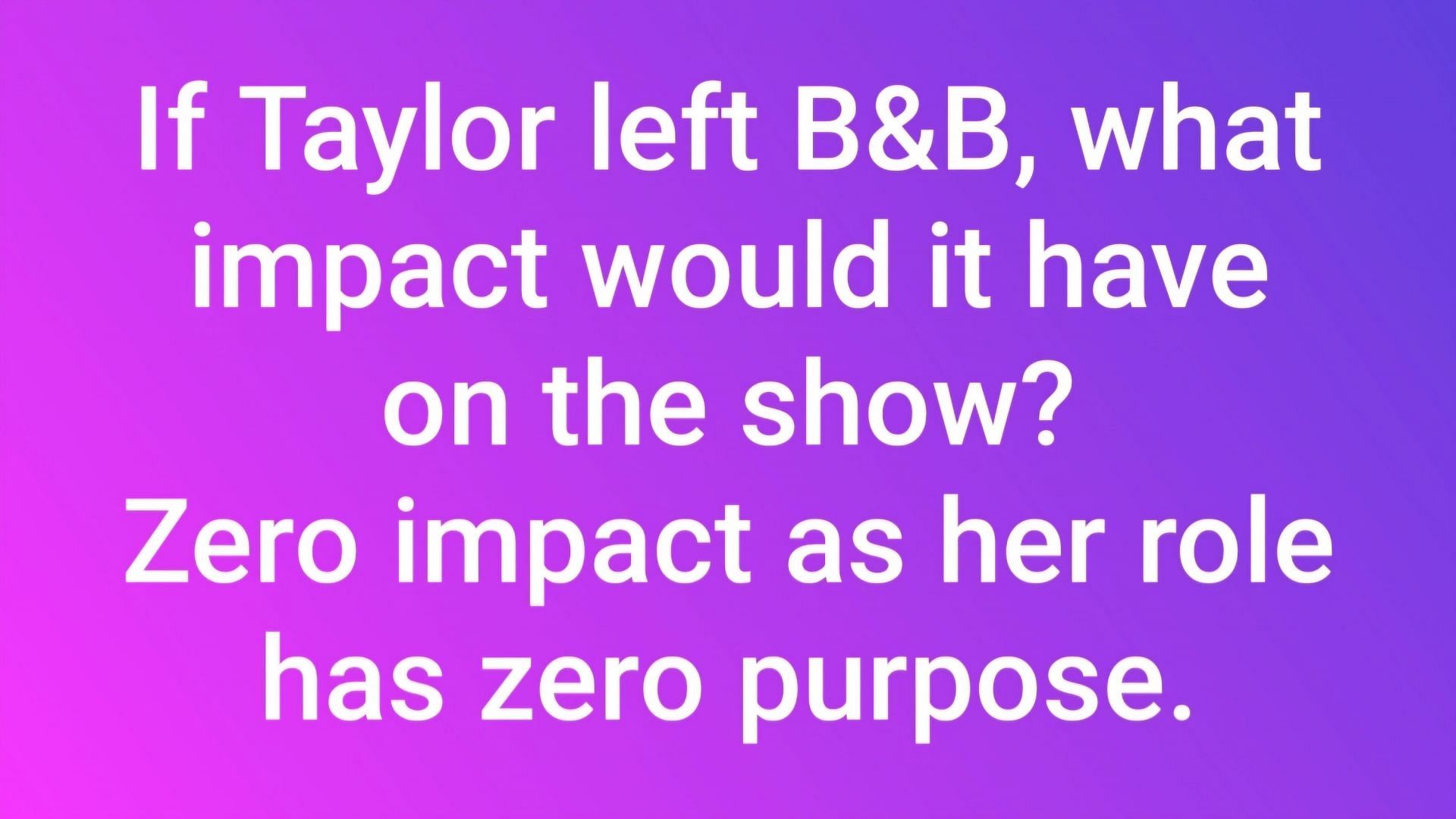 A fan&#039;s post discussing the effect on the soap if Taylor&#039;s character were to be removed from the storyline in the future (Image via Facebook/@Elaine Mitchell)