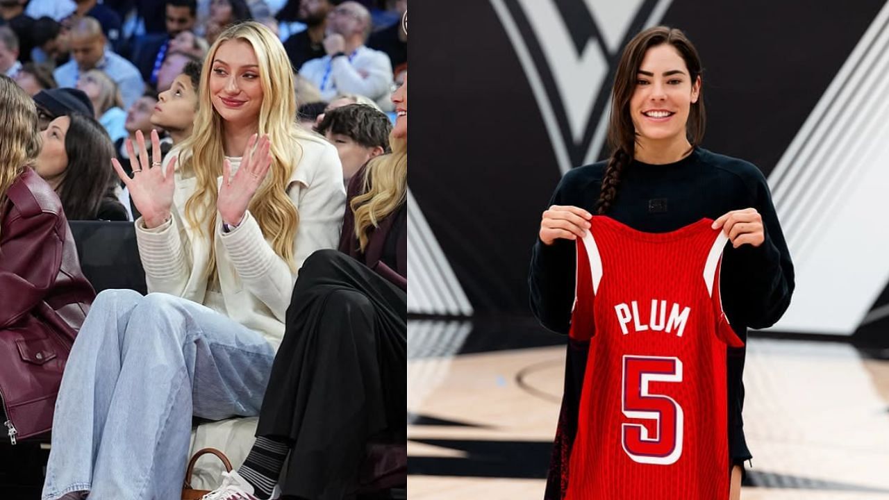 LA Sparks star Cameron Brink reacts after her team landed former Las Vegas Aces star Kelsey Plum in a blockbuster three-team deal. [photo: @la_sparks/IG, @kelseyplum10/IG]