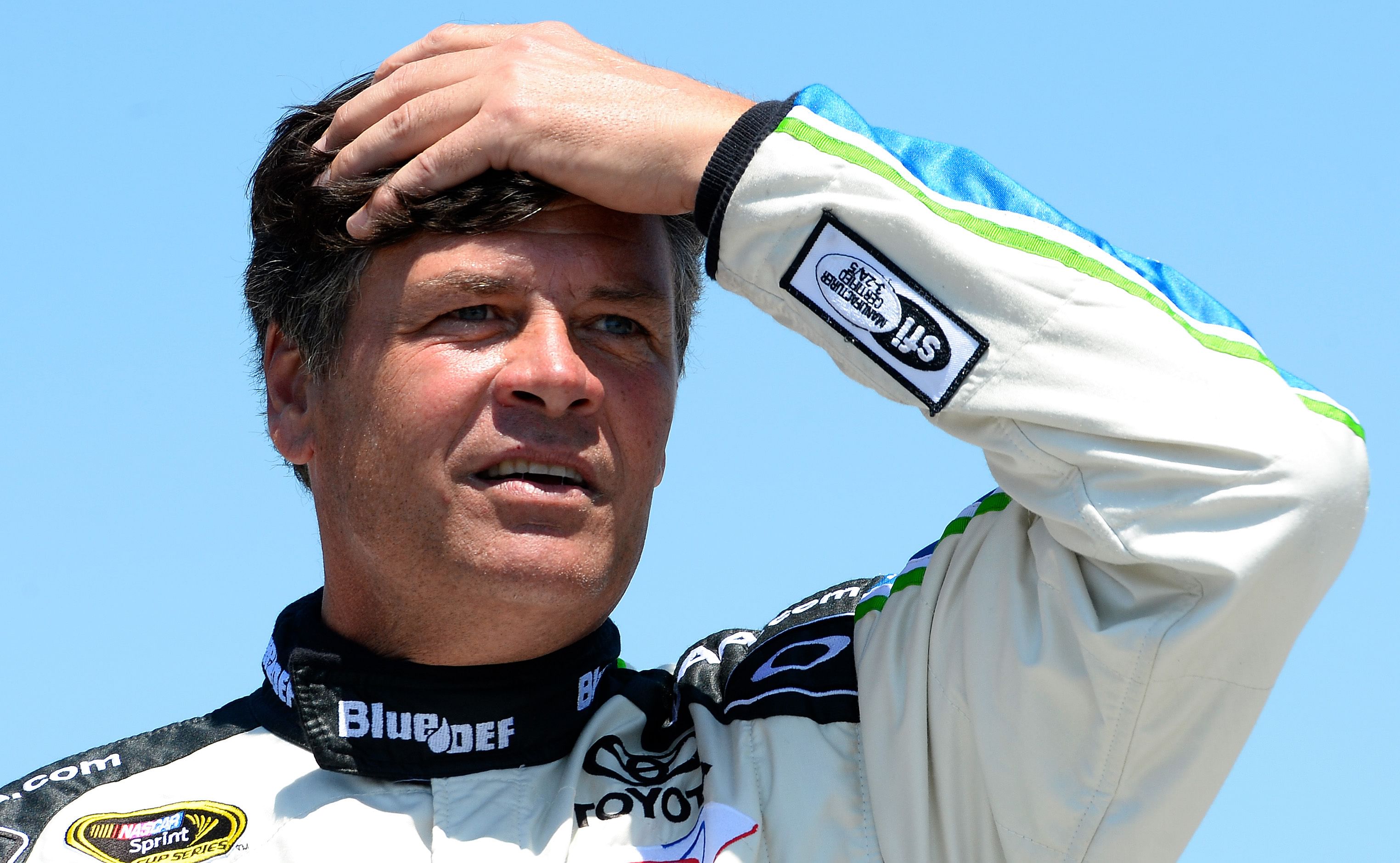 May 4, 2014; Talladega, AL, USA; NASCAR Sprint Cup Series driver Michael Waltrip (66) before the race at Talladega Superspeedway. Mandatory Credit: Mike DiNovo-Imagn Images - Source: Imagn