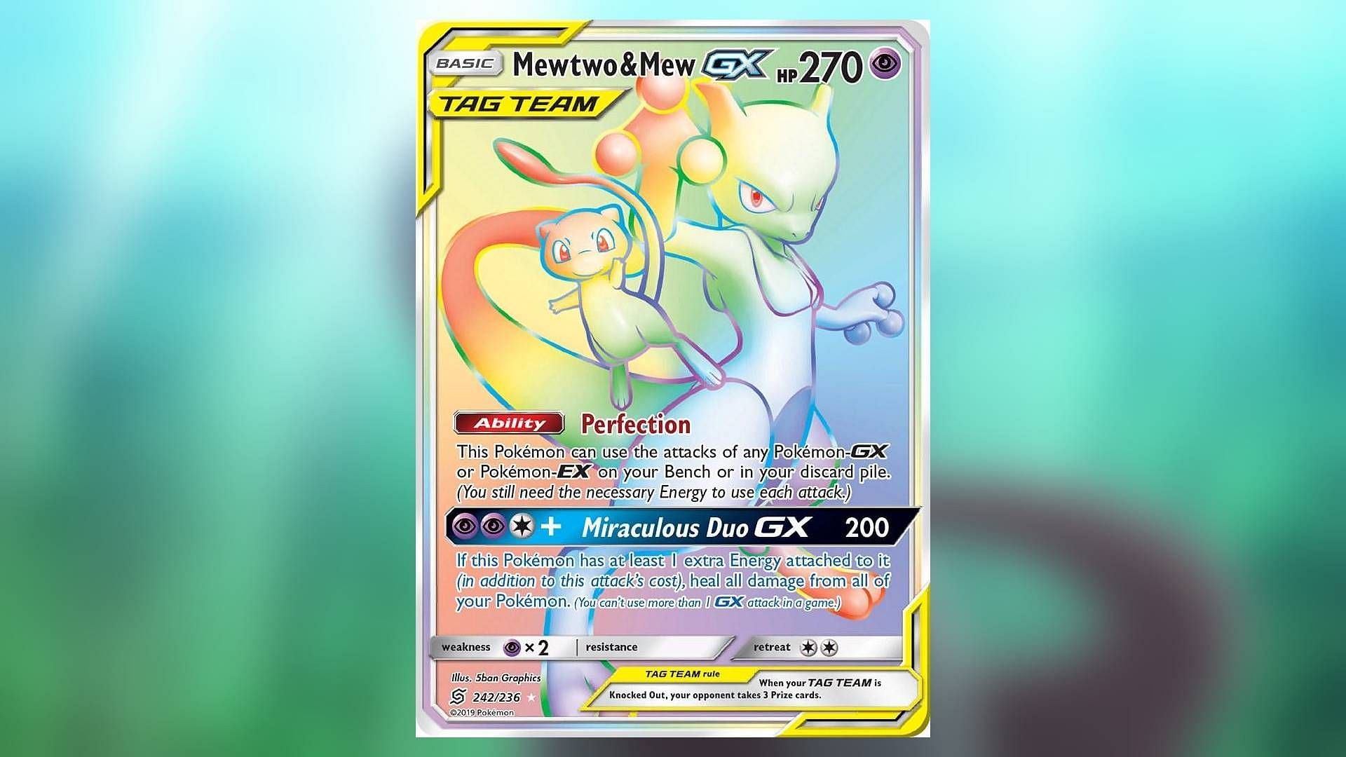 Mew and Mewtwo once appeared on the same card for the Unified Minds set (Image via The Pokemon Company)