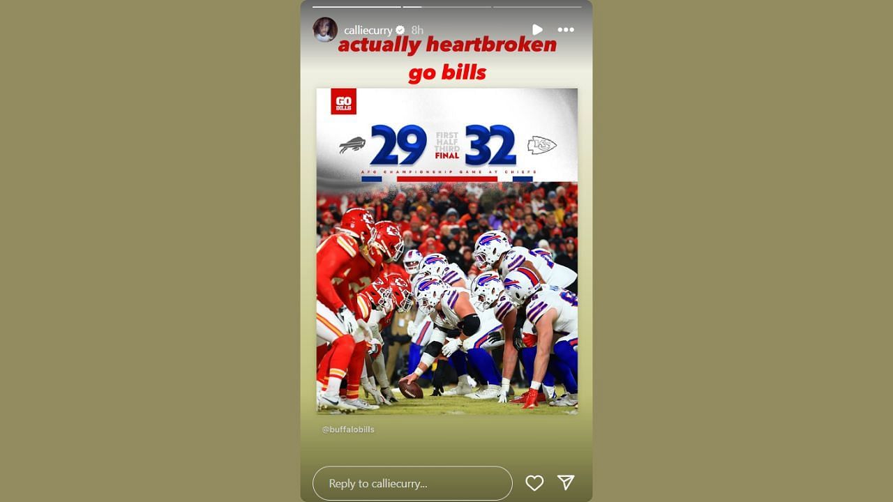 Callie Curry expresses her thoughts on the Buffalo Bills&#039; loss on Sunday. (Credits: IG/@calliecurry)