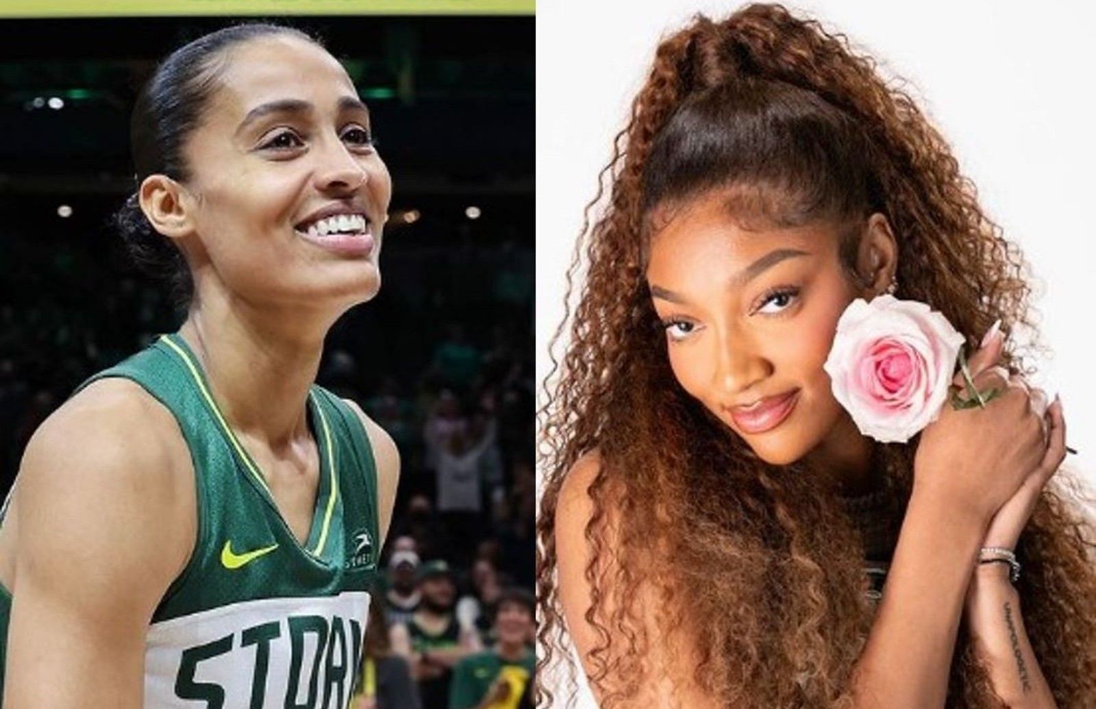 Skylar Diggins-Smith gives props to Angel Reese for an eventful rookie season. -- Photos from Seattle Storm and Chicago Sky IGs