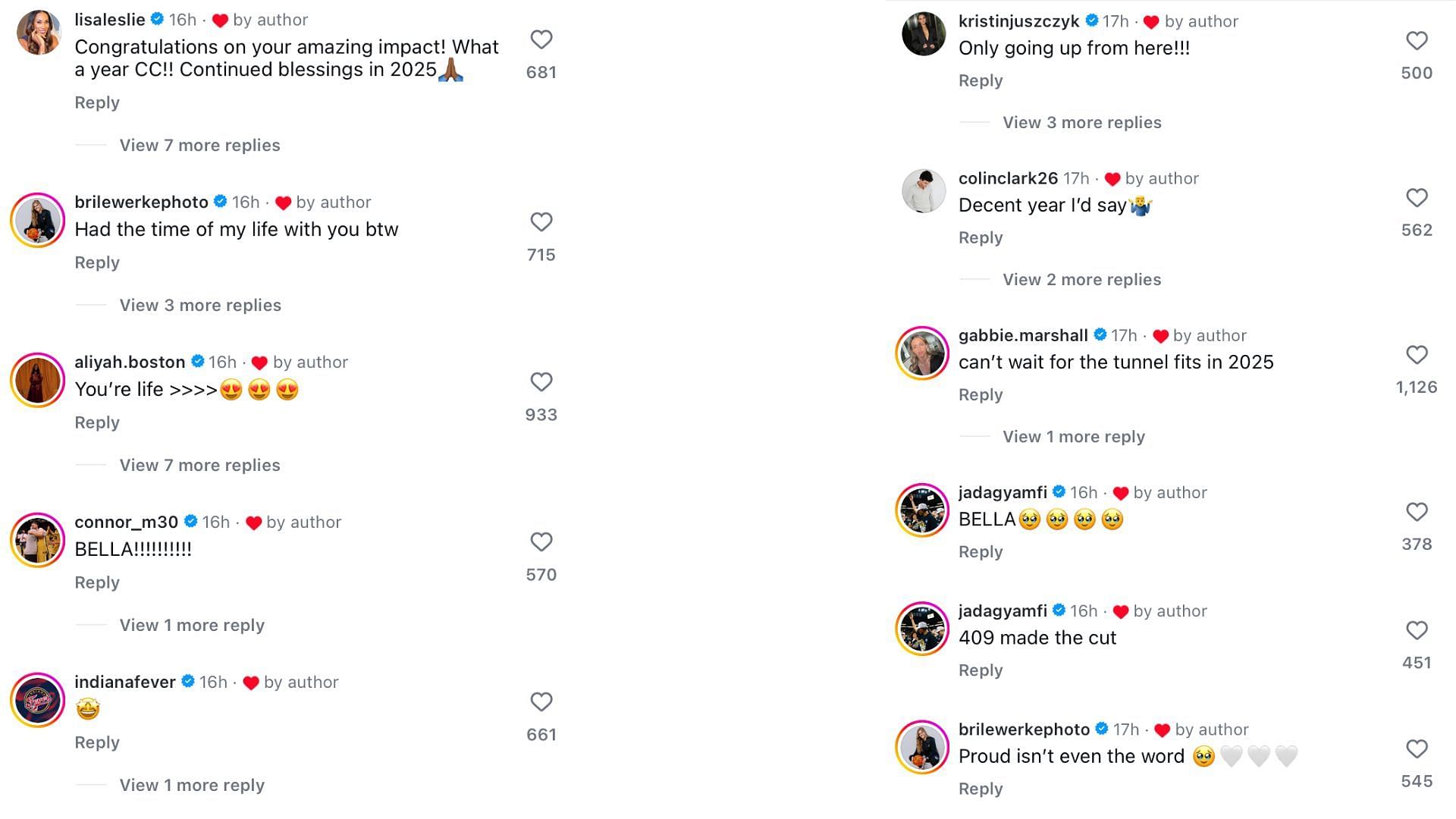 Other Iowa stars and fans comment on Caitlin Clark&#039;s Instagram post