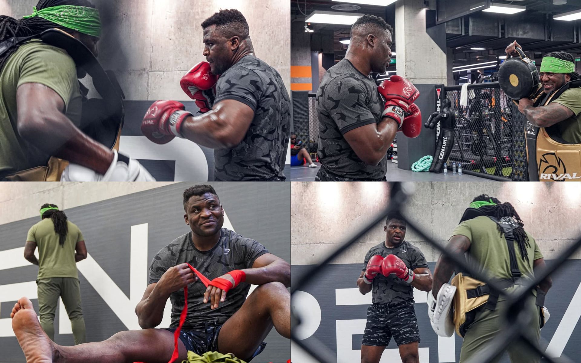 Photo collage of Francis Ngannou&#039;s training with Dewey Cooper. [Images courtesy: @francisngannou on Instagram]