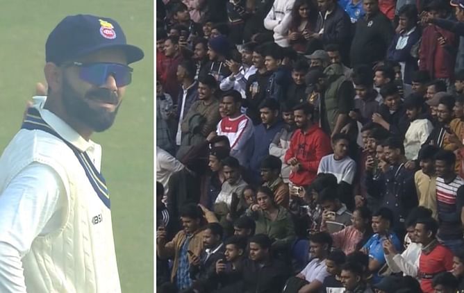 Massive crowds enter Arun Jaitley Stadium to watch Virat Kohli in Delhi vs Railways Ranji Trophy 2024-25 match [Watch]
