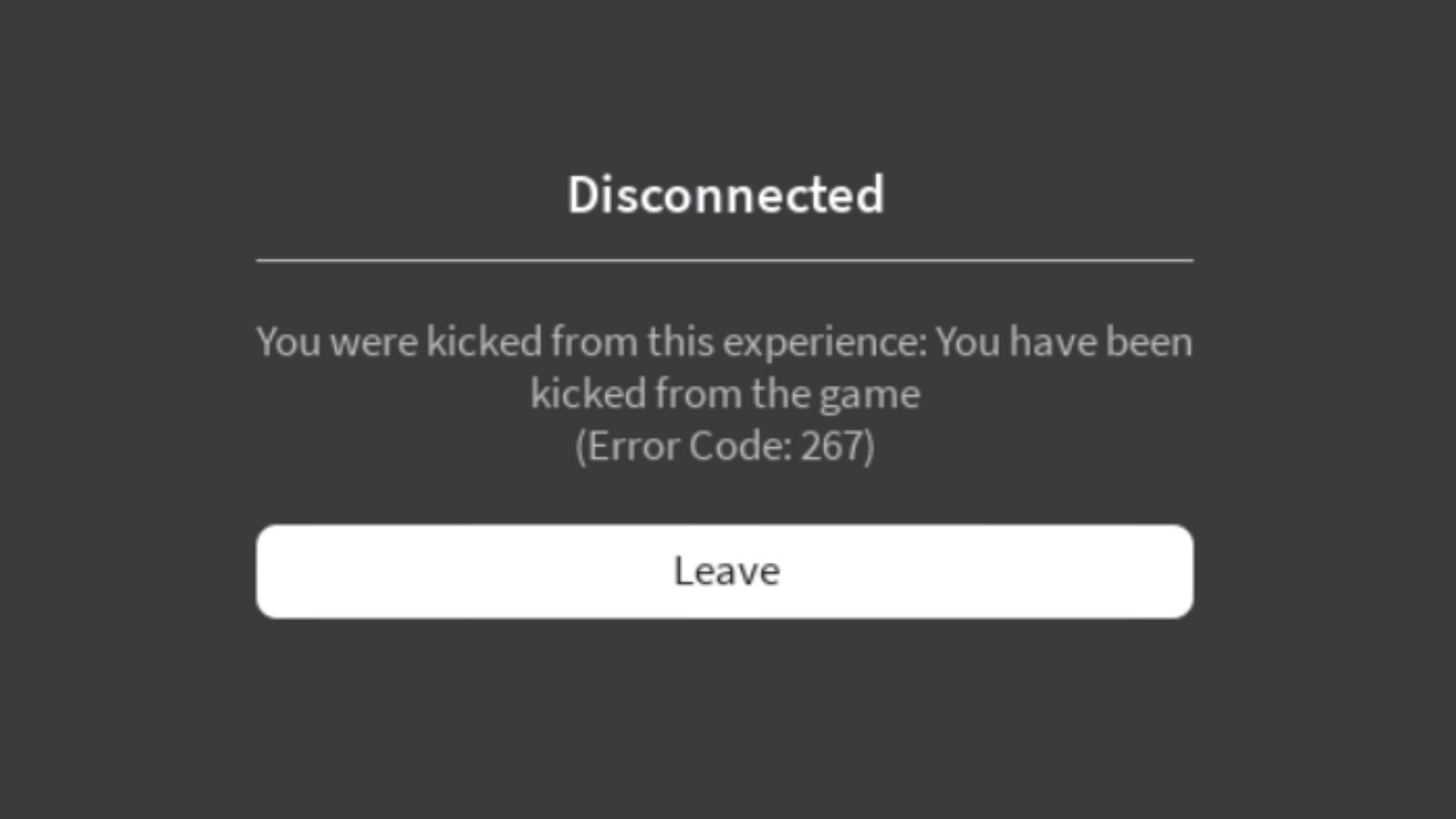 Error code 267 message (Image via Roblox)