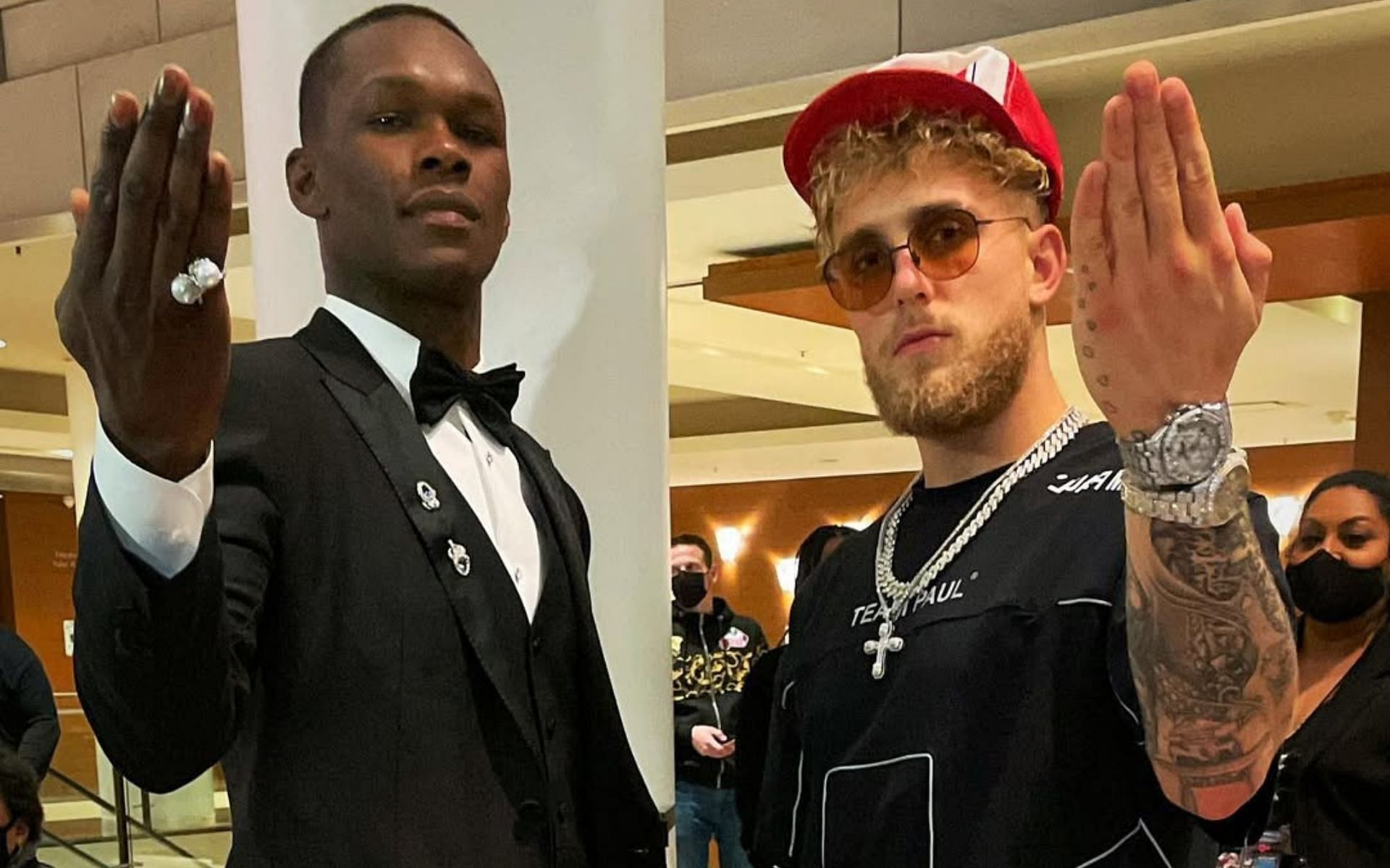 Israel Adesanya (left) and Jake Paul (right) share a cordial relationship [Image courtesy: @jakepaul on Instagram]