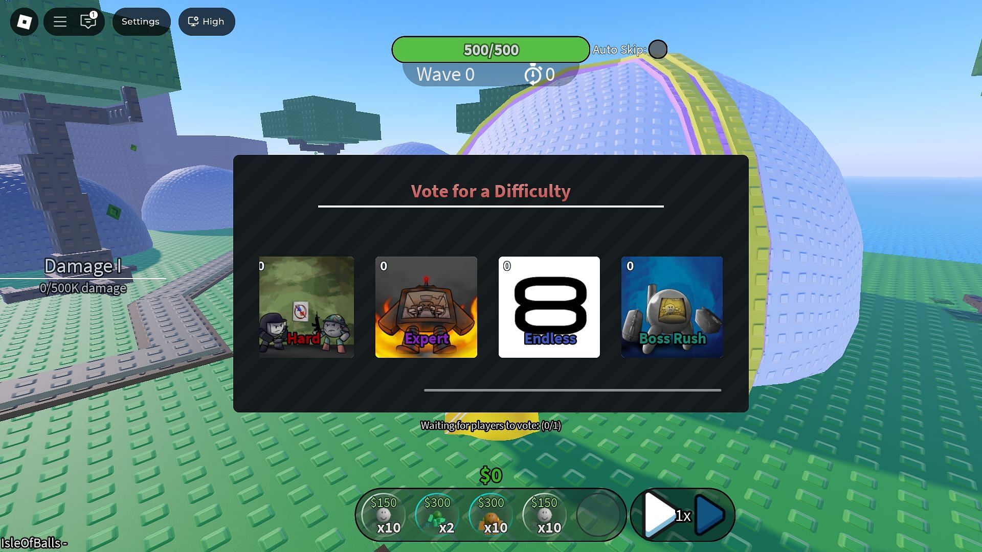 Selecting Endless Mode (Image via Roblox)