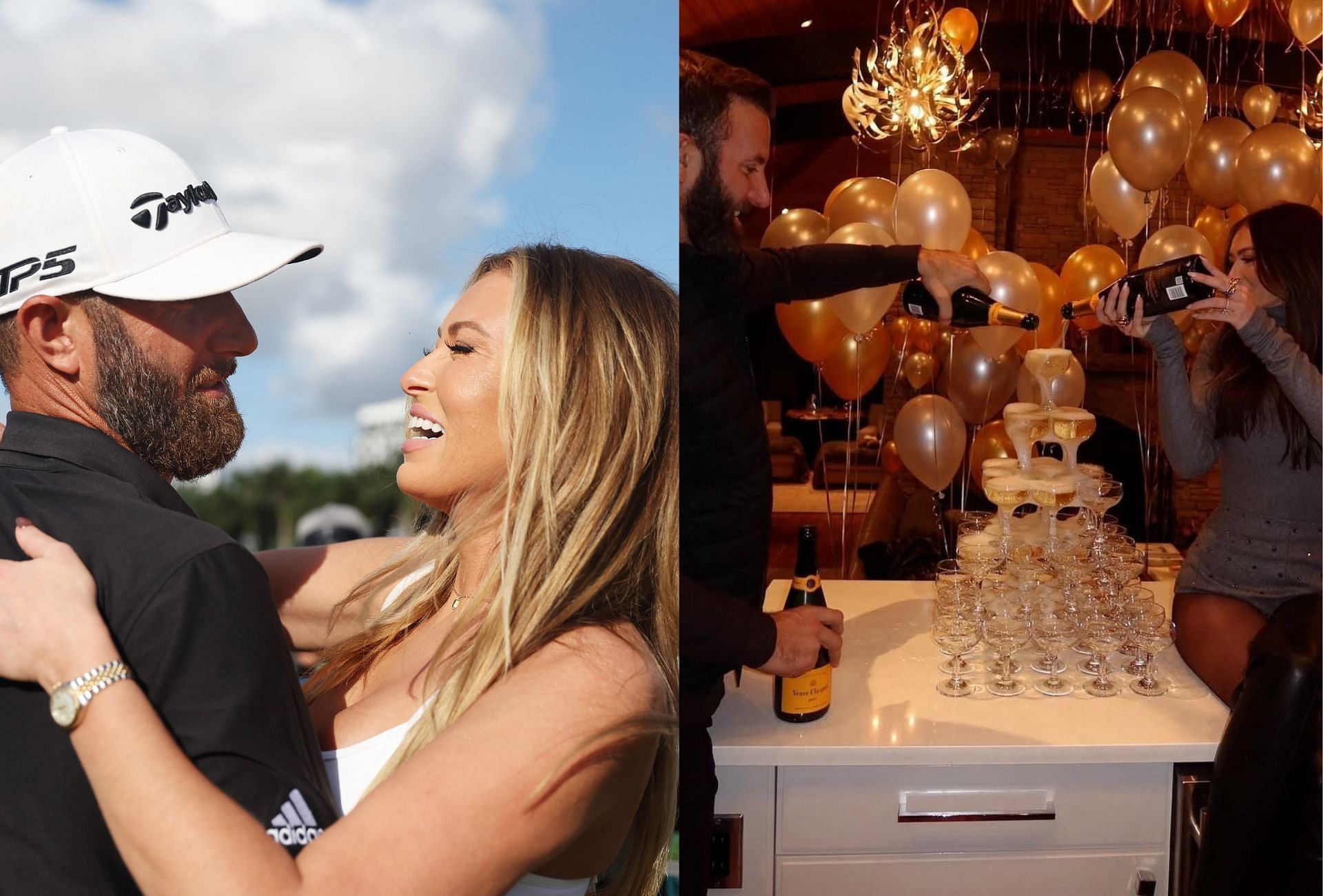 Dustin Johnson and Paulina Gretzky ( via Getty and Instagram)