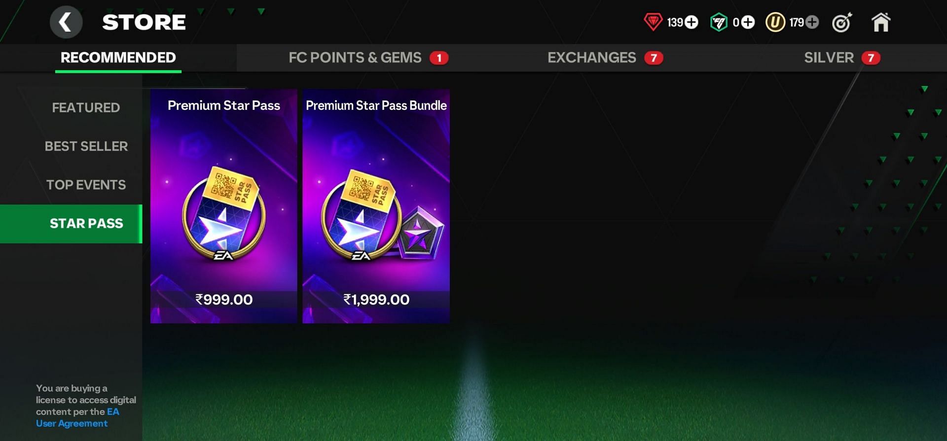 EA FC Mobile TOTY 2025 Star Pass purchase packs in Store (Image via EA Sports)