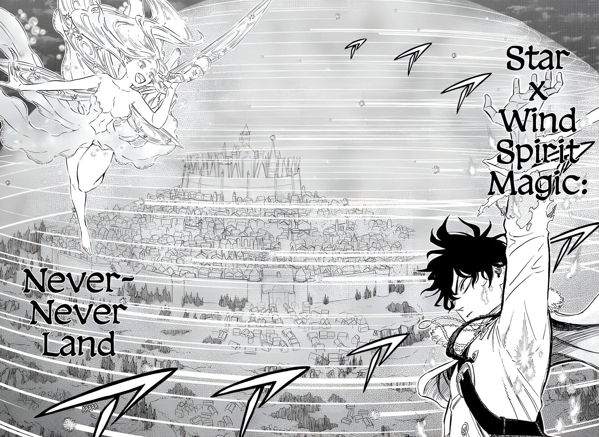 Yuno and Bell using the Never-Neverland spell in the manga (Image via Shueisha)