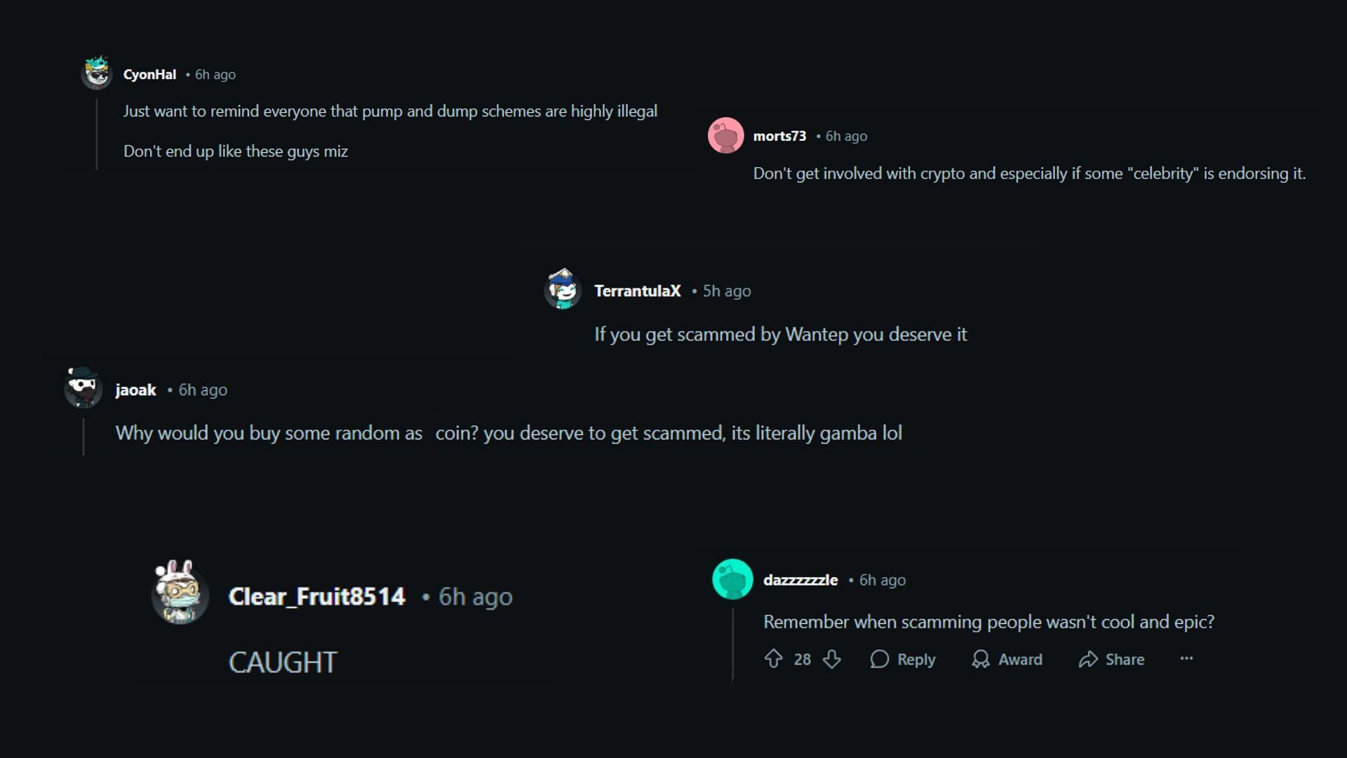 More reactions from the LSF community. Members seem generally disappointed about Wantep&#039;s alleged scam (Images via r/LivestreamFail/Reddit)