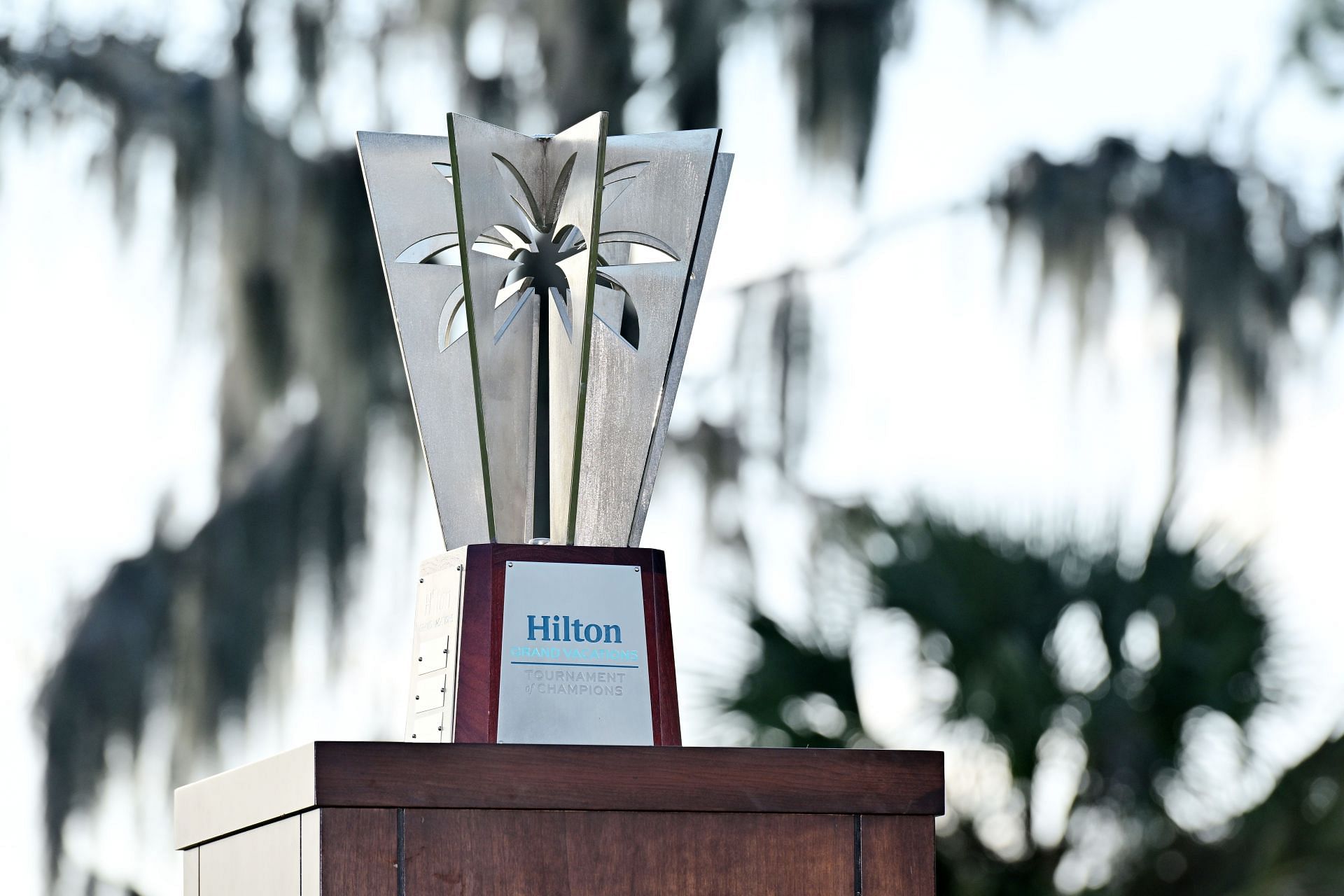 ORLANDO, FLORIDA - JANUARY 21: A general view of the trophy after the Hilton Grand Vacations Tournament of Champions at Lake Nona Golf &amp; Country Club on January 21, 2024 in Orlando, Florida. (Photo by Julio Aguilar/Getty Images) - Source: Getty