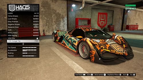 A picture of available HSW upgrades for a certain vehicle (Image via Rockstar Games)