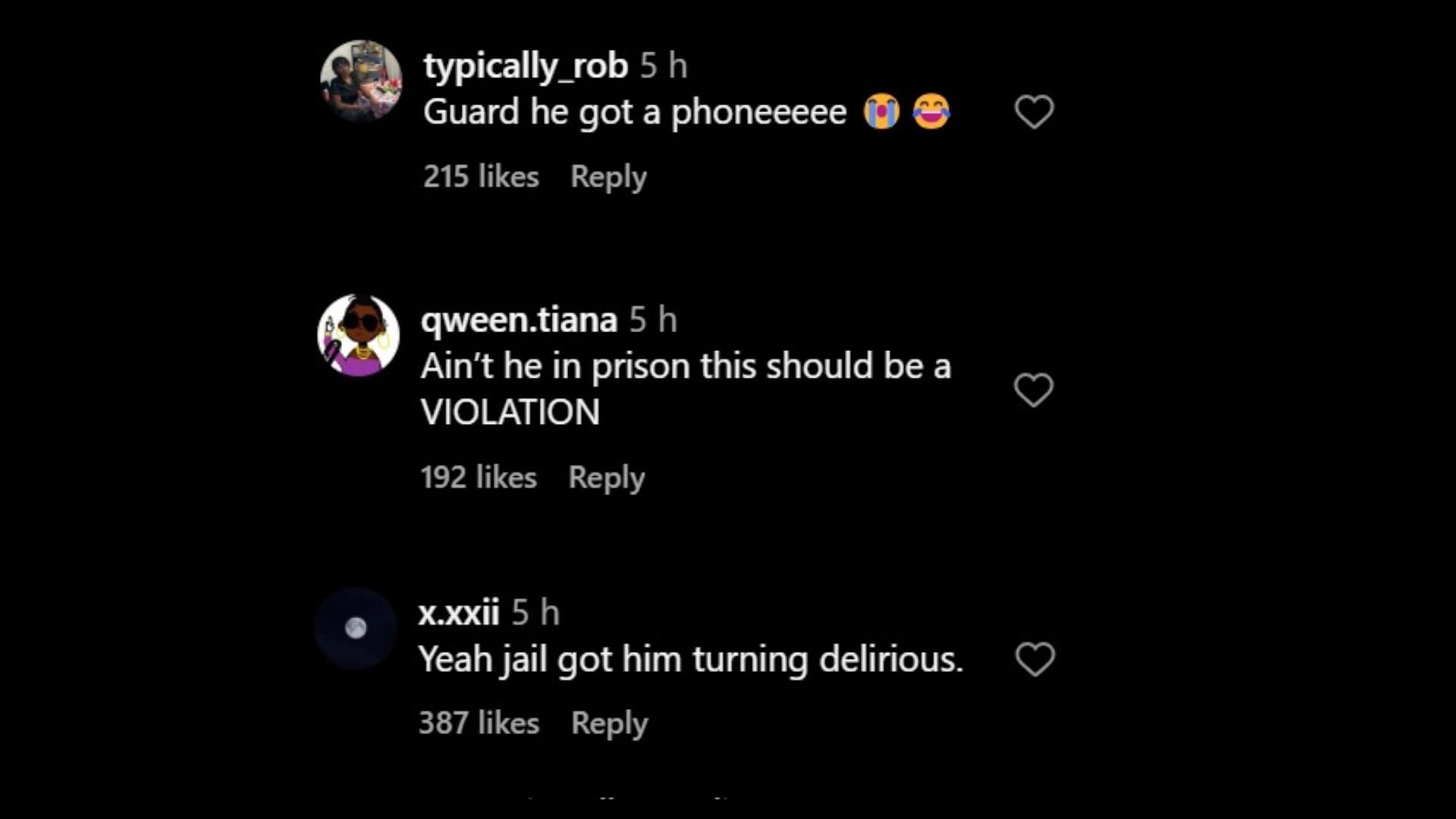 Fans talk about the rapper&#039;s prison sentence. [Image via Instagram/@theshaderoom]