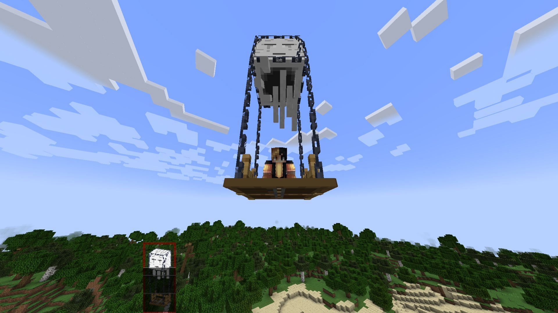 Transform the screaming ghast mob into an airship with this unique mod (Image via Mojang Studios || Curseforge/@Erdmen)