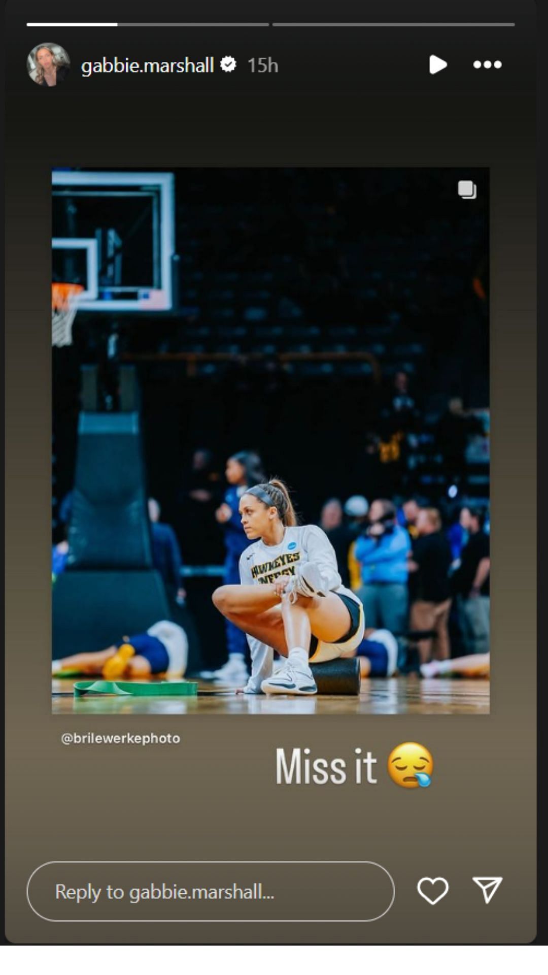 Former Iowa star, Gabbie Marshall misses playing basketball. IG image via @gabbie.marshall