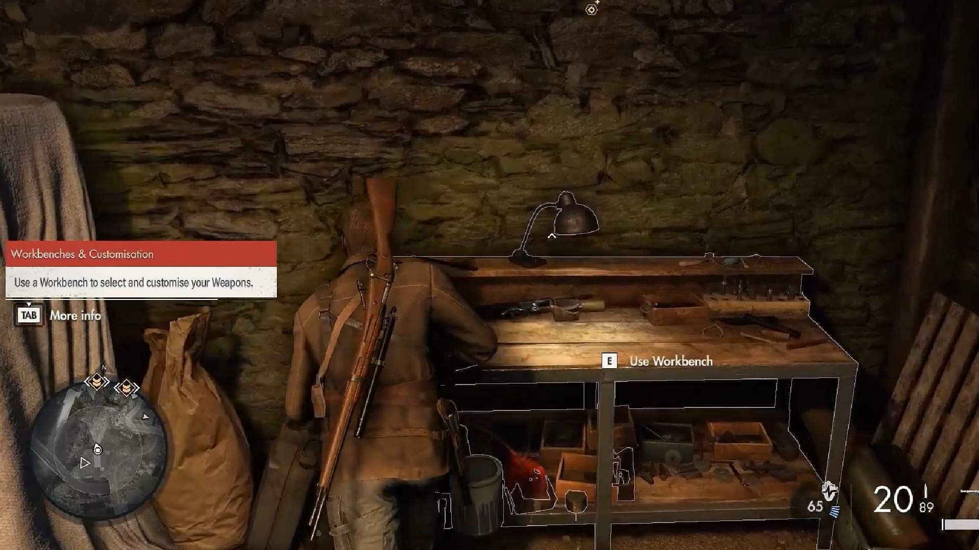 Behind Enemy Lines Workbench location (Image via Rebellion || YouTube/@Game Guides Channel)