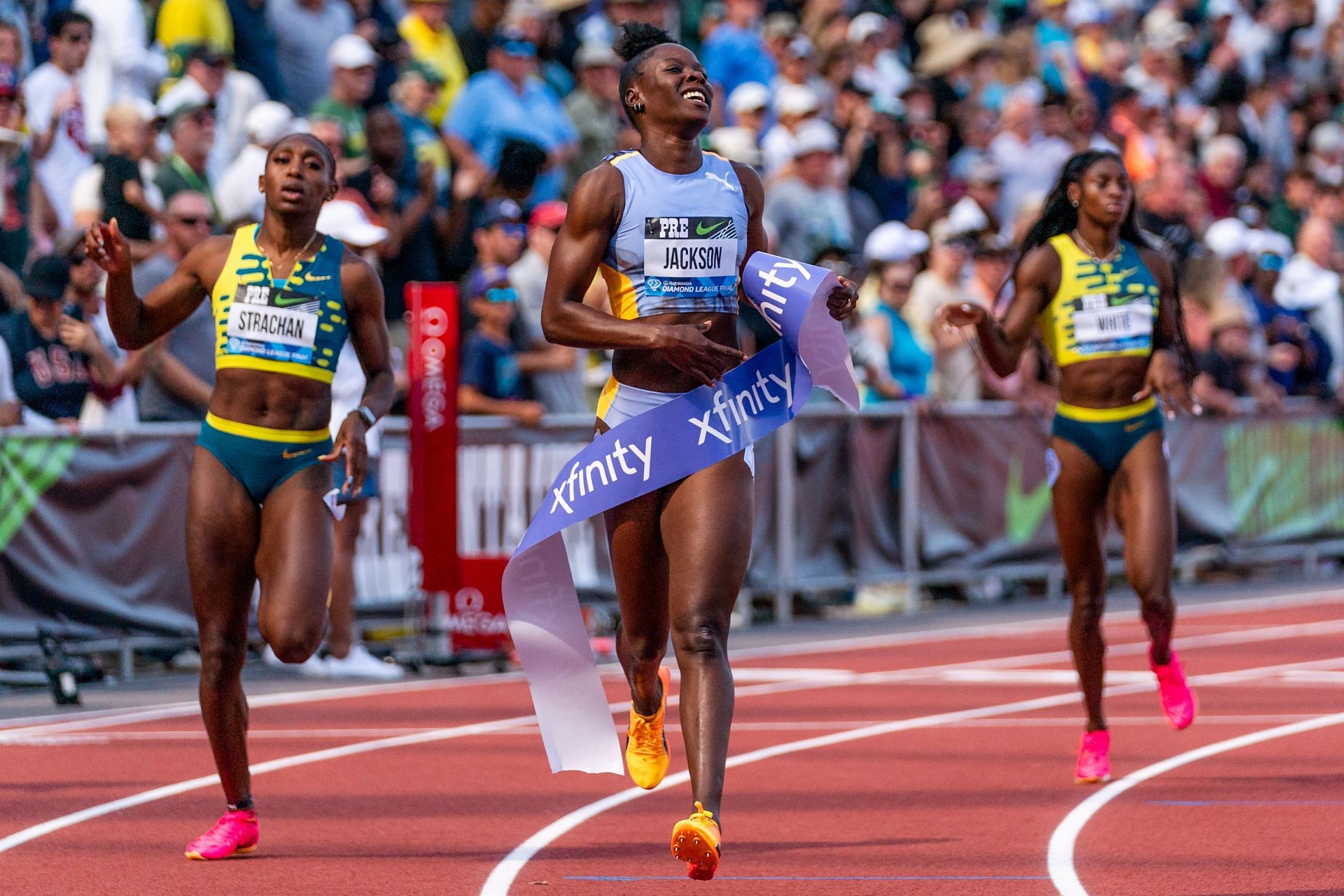 Shericka Jackson wins the Prefontaine Classic: Day 2 - Diamond League 2023 - Source: Getty