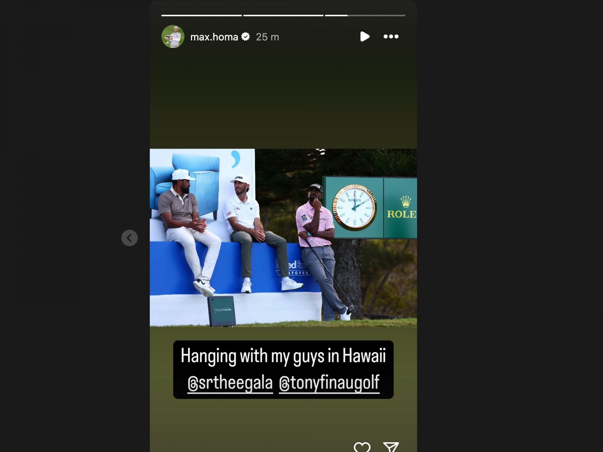 Max Homa hangs out with Tony Finau and Sahith Theegala (image via instagram@max.homa)