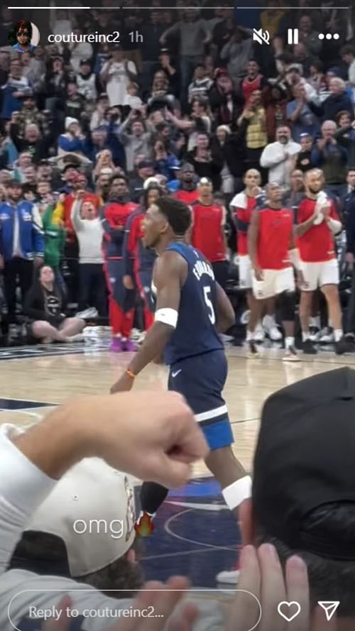 Anthony Edwards' partner Jeanine Robel leaves 1-word response to T-Wolves superstar's wild celebration after clutch 3 (Image Credit: @coutureinc2 on Instagram)