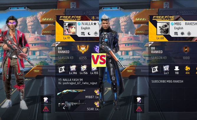 Nalla Yash vs MGB Rakesh: किसके Free Fire MAX में बेहतर स्टैट्स हैं?