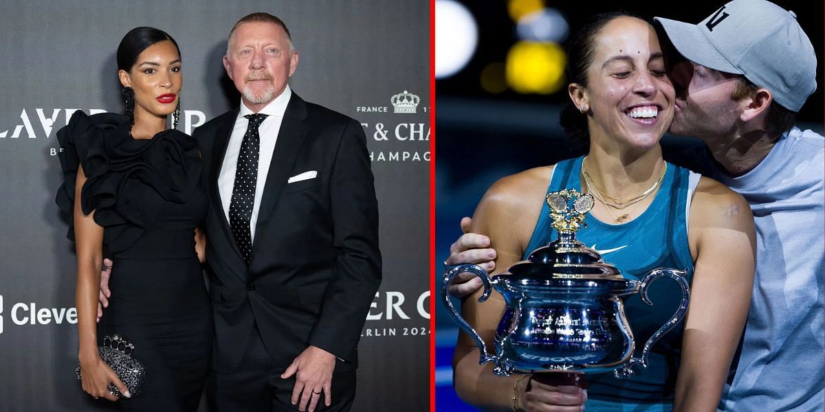 Boris Becker with his wife Lilian de Carvalho (L) Madison Keys with her husband Bjorn Fratangelo (R) | Getty